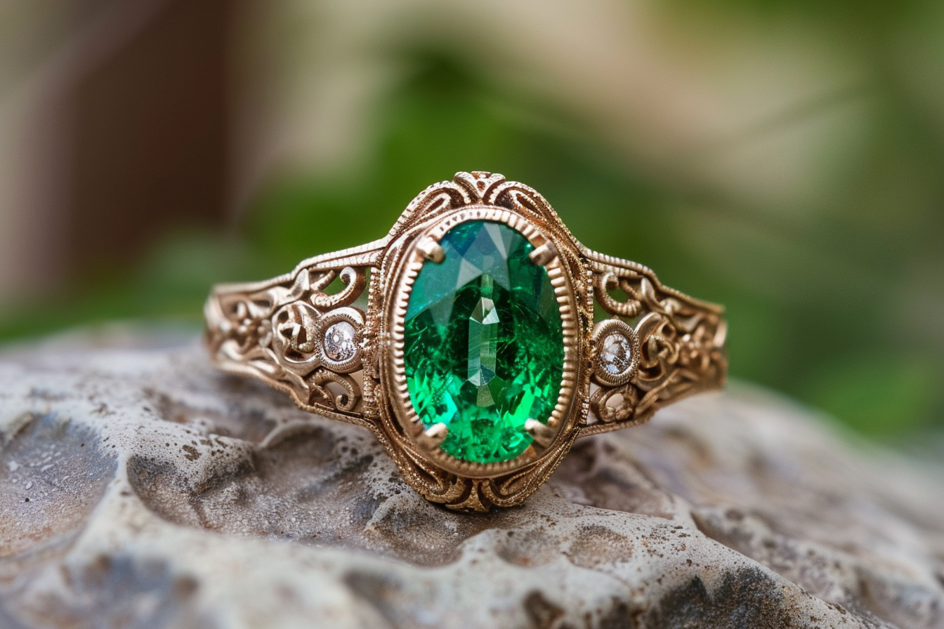 Image gratuite Bague vintage émeraude 1