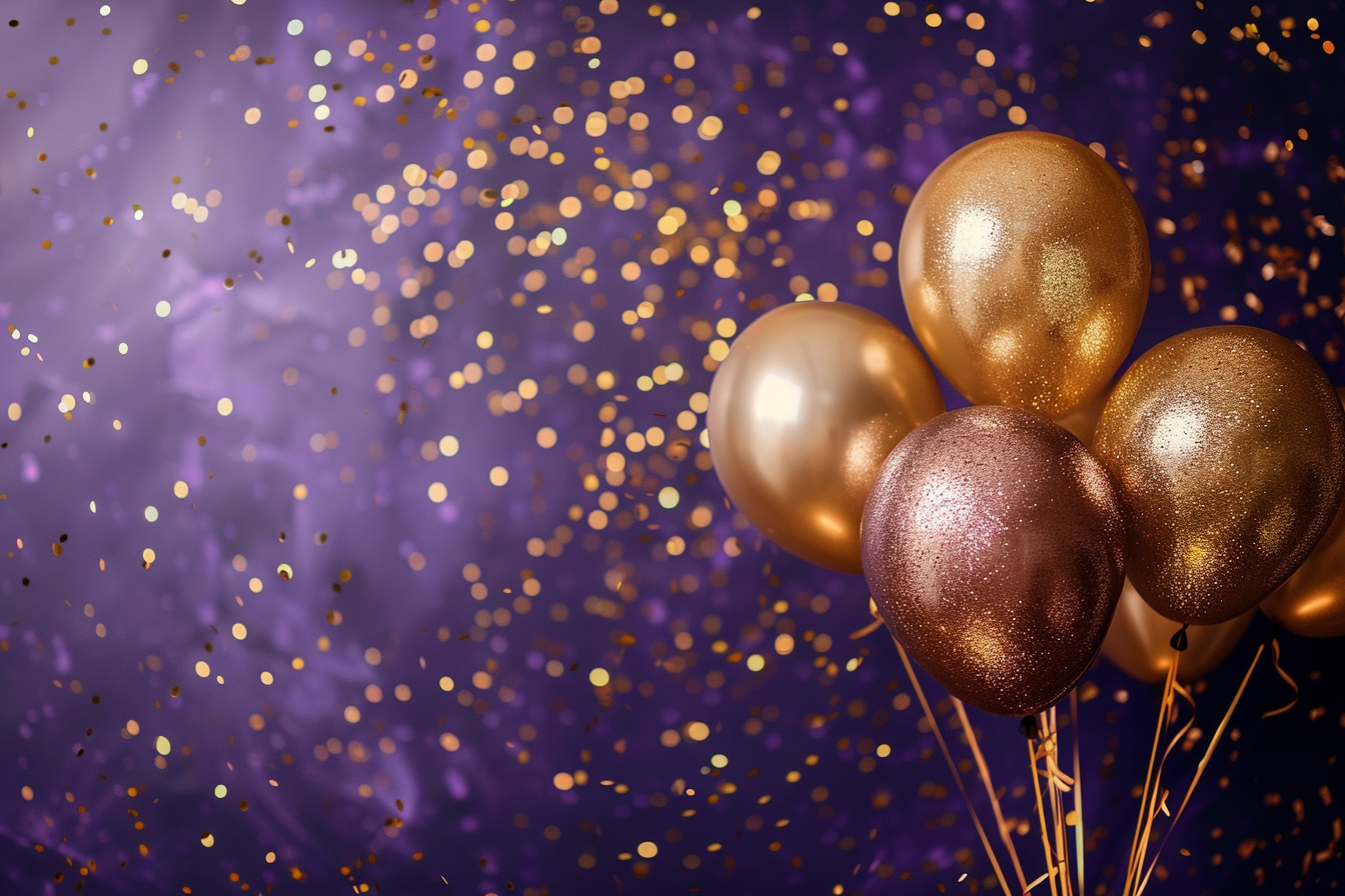 Image gratuite Ballons dorés et confettis métalliques 1