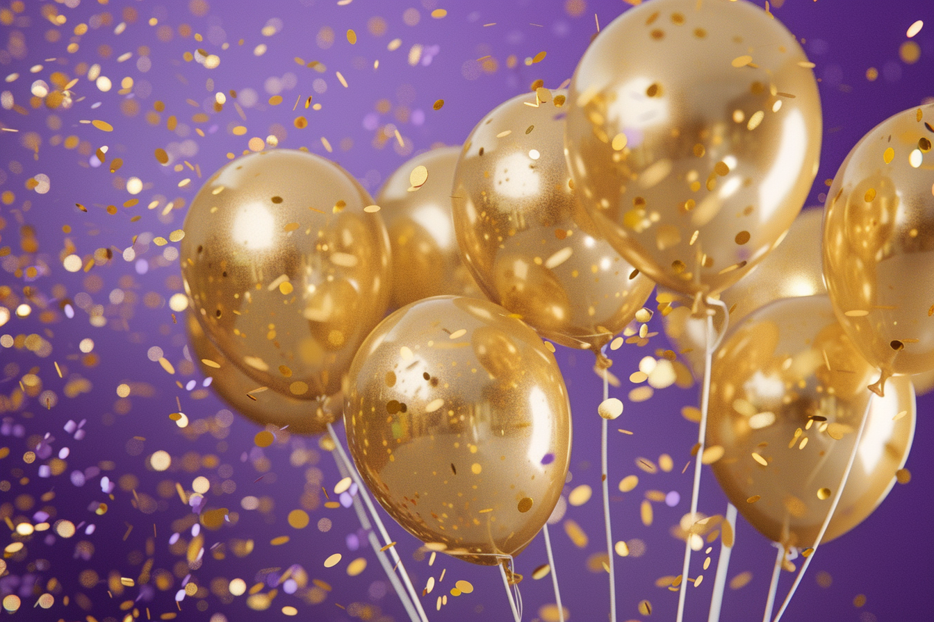 Image gratuite Ballons dorés et confettis métalliques 2