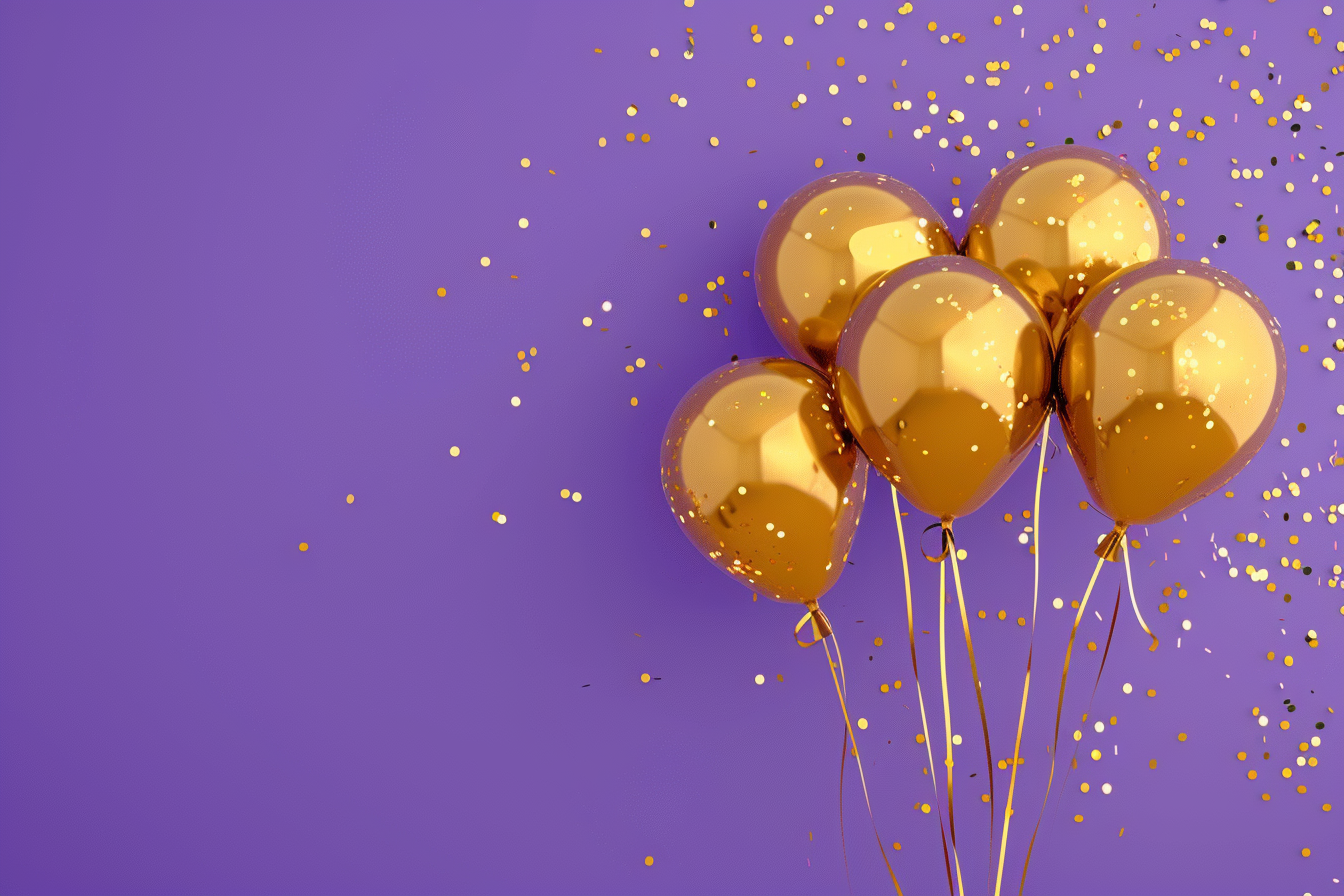 Image gratuite Ballons dorés et confettis métalliques 3