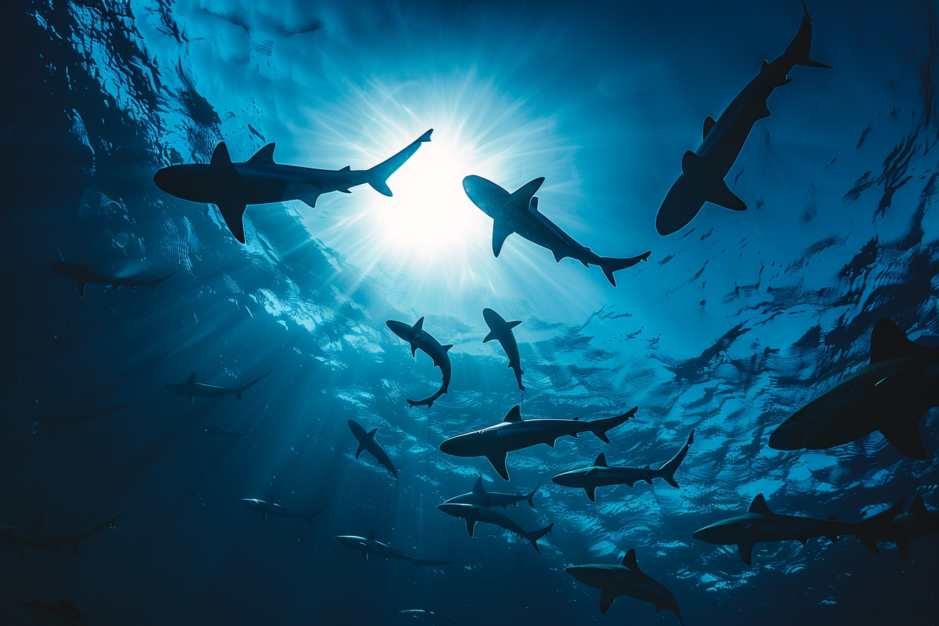 Image gratuite Banc de requins en profondeur 1