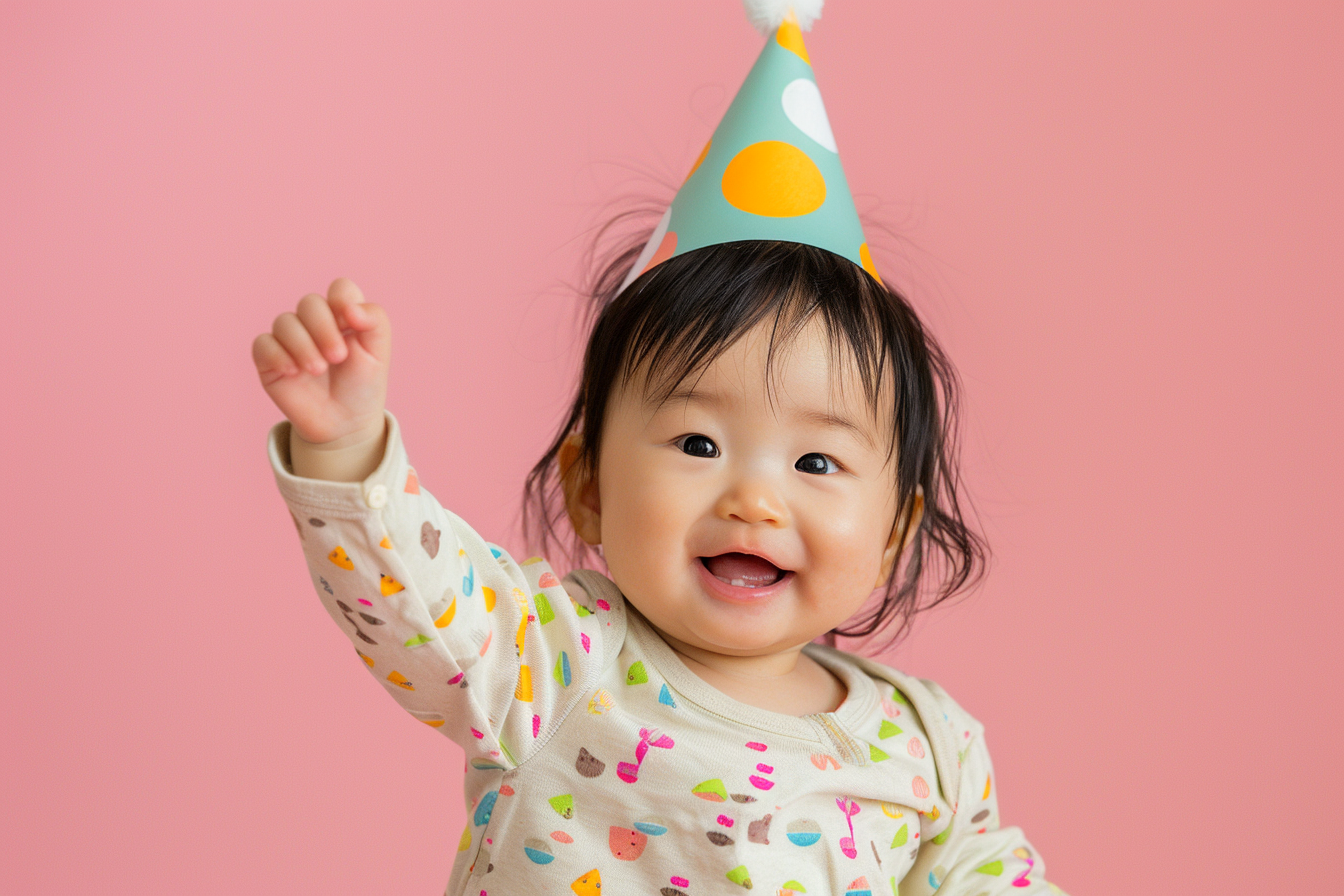Image gratuite Bébé célébrant avec un chapeau de fête 1