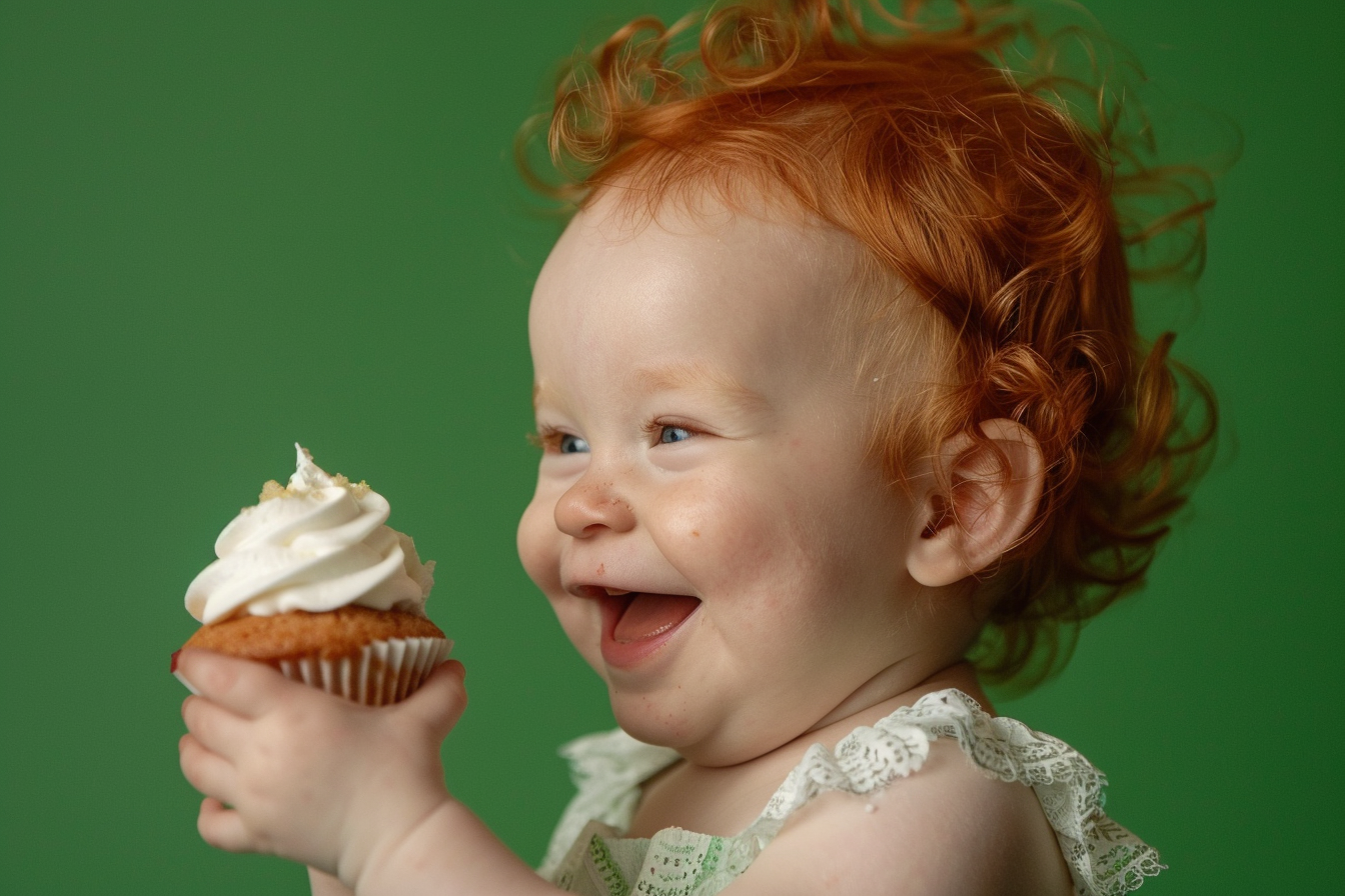 Image gratuite Bébé joyeux avec un cupcake d&rsquo;anniversaire 2
