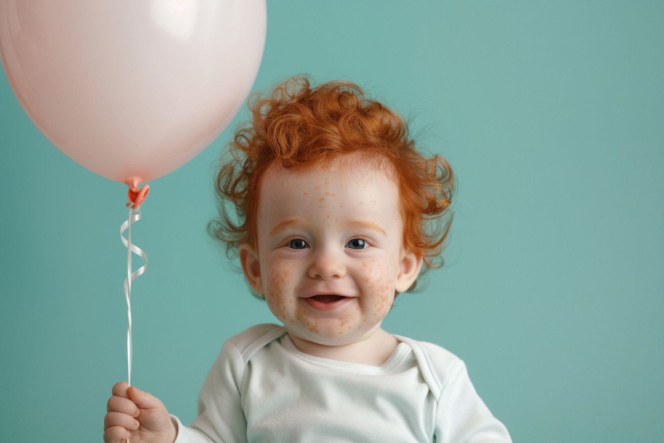 Image gratuite Bébé souriant avec un ballon d&rsquo;anniversaire 2