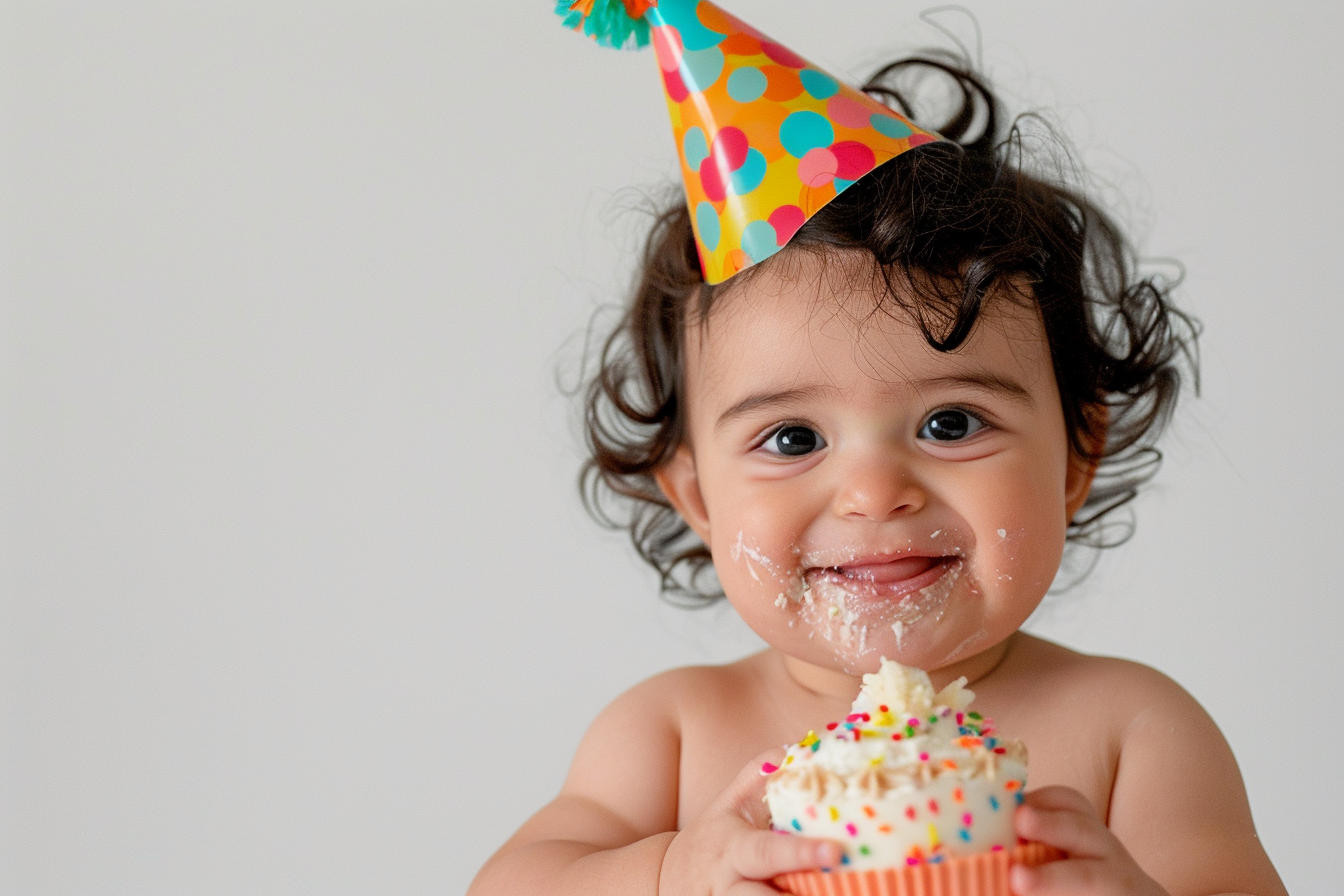 Image gratuite Bébé souriant avec un gâteau d&rsquo;anniversaire 2