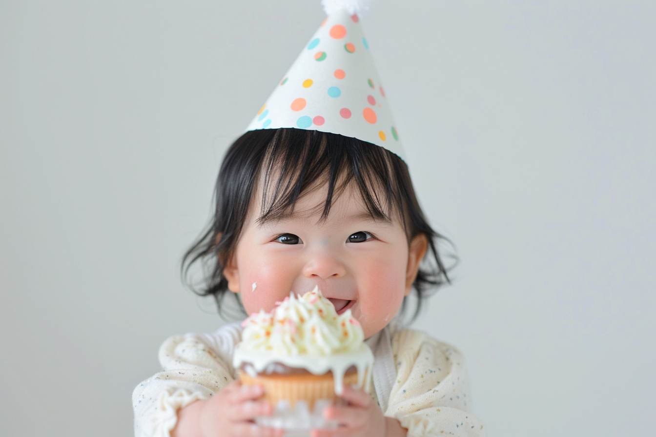 Image gratuite Bébé souriant avec un gâteau d&rsquo;anniversaire 3