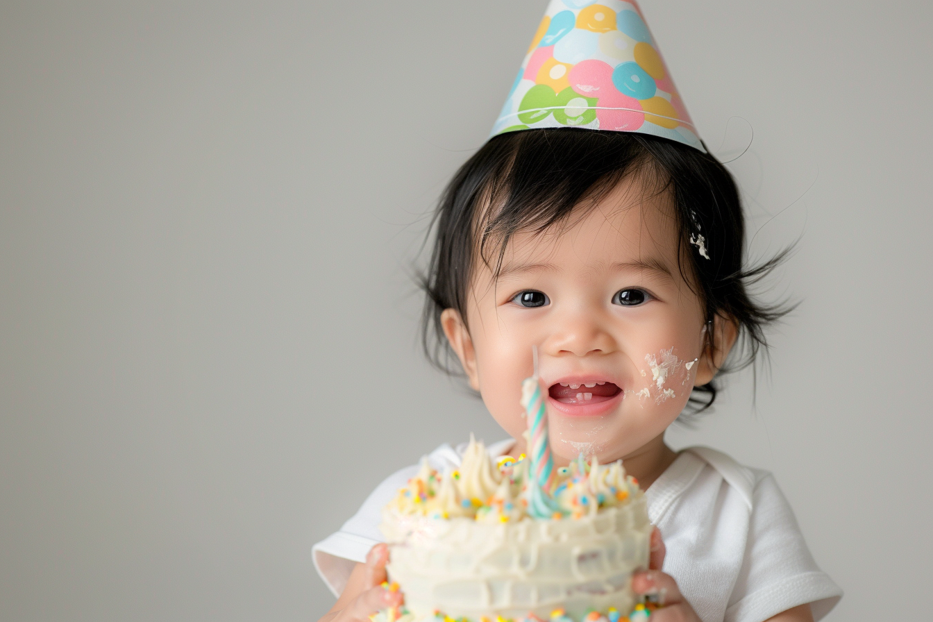 Image gratuite Bébé souriant avec un gâteau d&rsquo;anniversaire 4