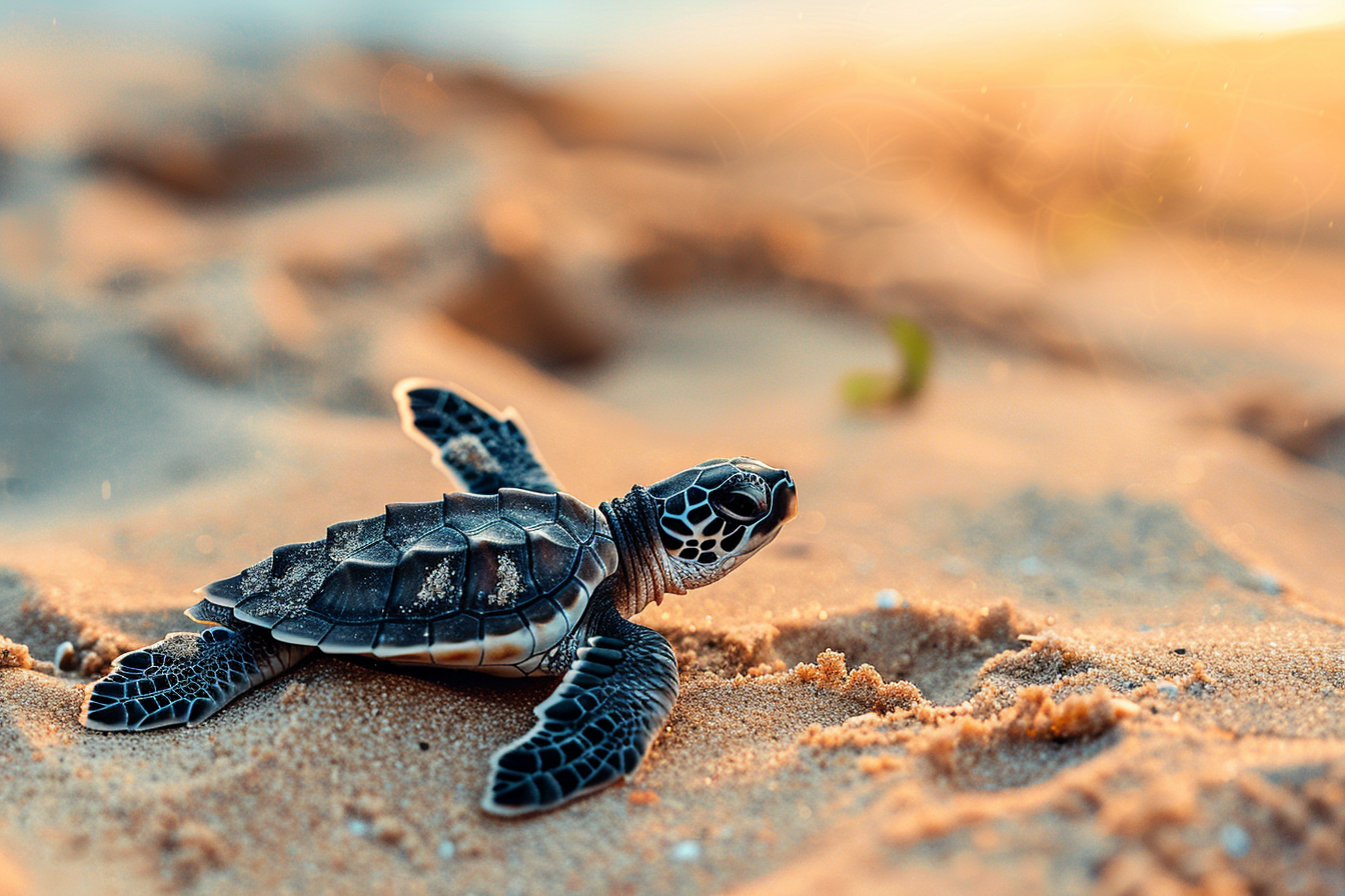 Image gratuite Bébé tortue sur la plage 1