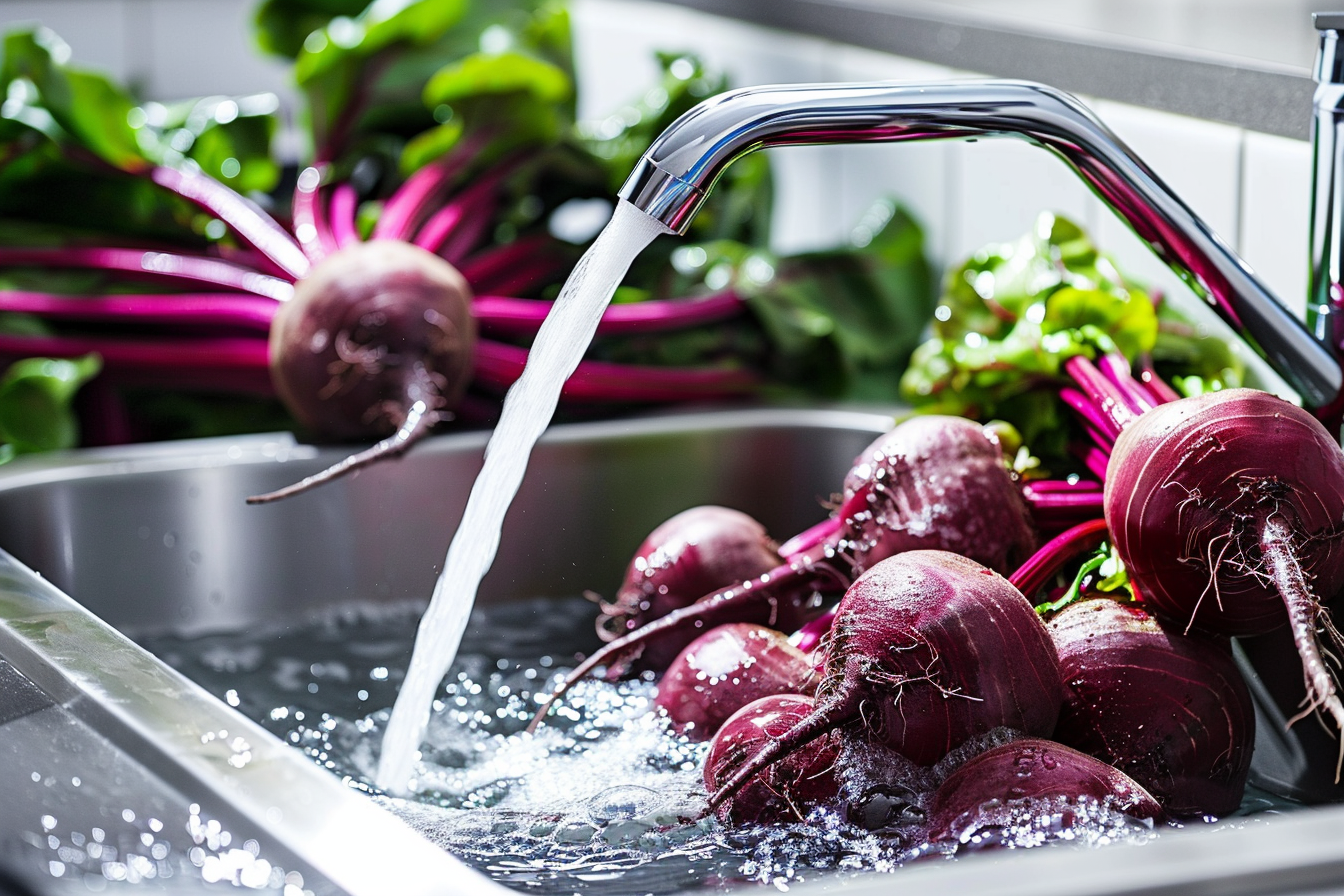 Image gratuite Betteraves lavées sous eau courante 1
