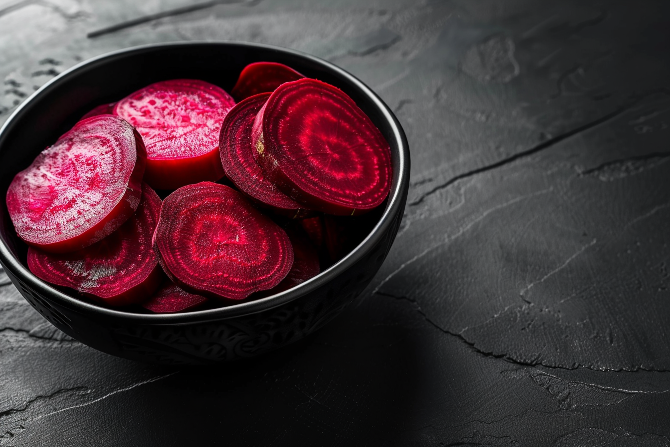 Image gratuite Betteraves tranchées dans bol noir 1