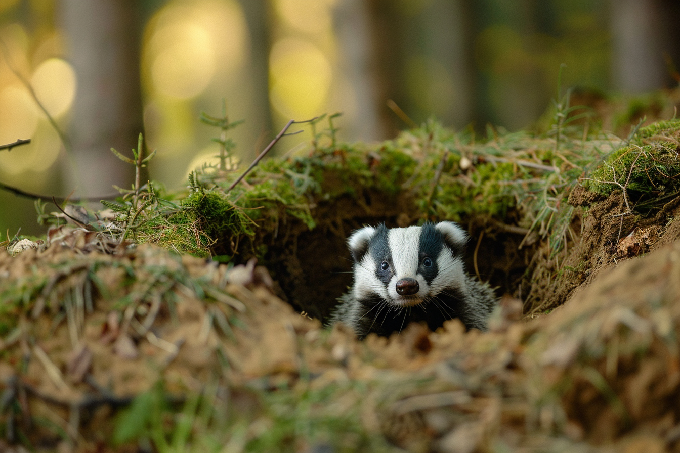 Image gratuite Blaireau sortant de son terrier 1
