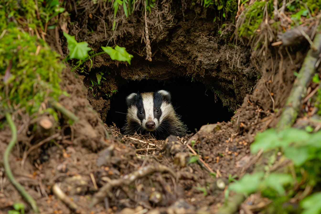 Image gratuite Blaireau sortant de son terrier 2