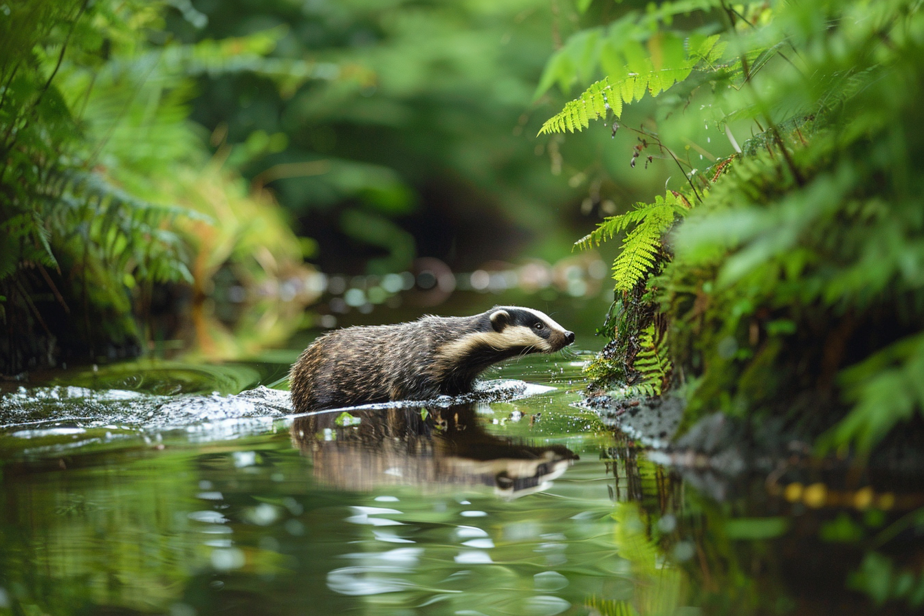 Image gratuite Blaireau traversant un ruisseau 1