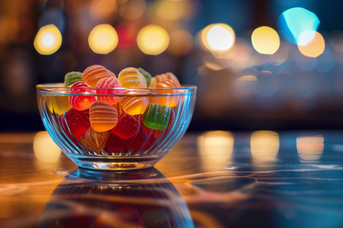 Image gratuite Bol de bonbons sur un comptoir de bar 1