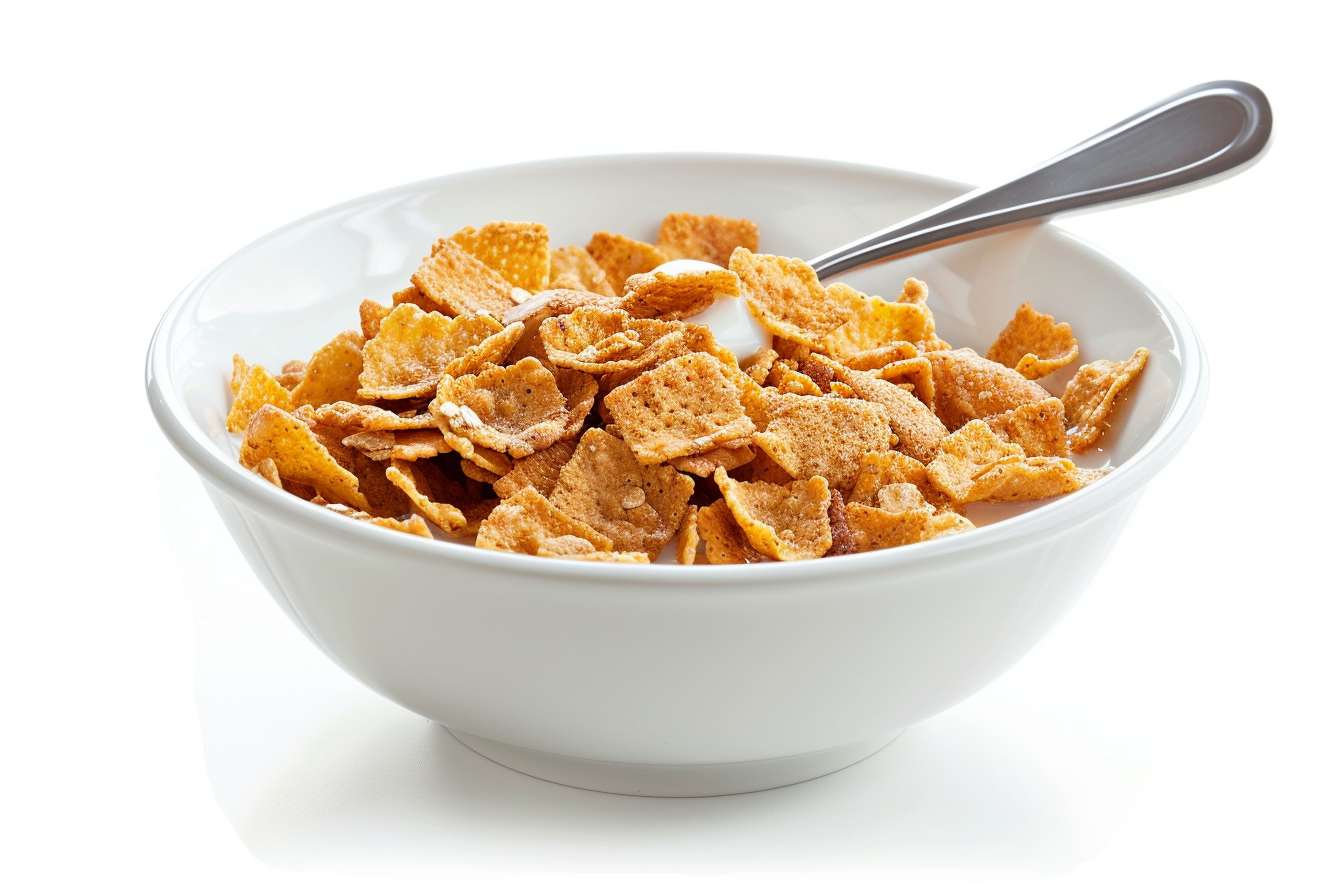 Image gratuite Bol de céréales, lait et cuillère isolés 2