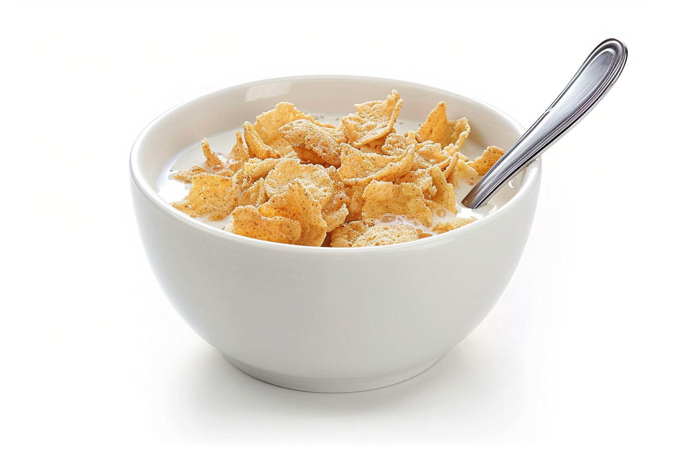 Image gratuite Bol de céréales, lait et cuillère isolés 3