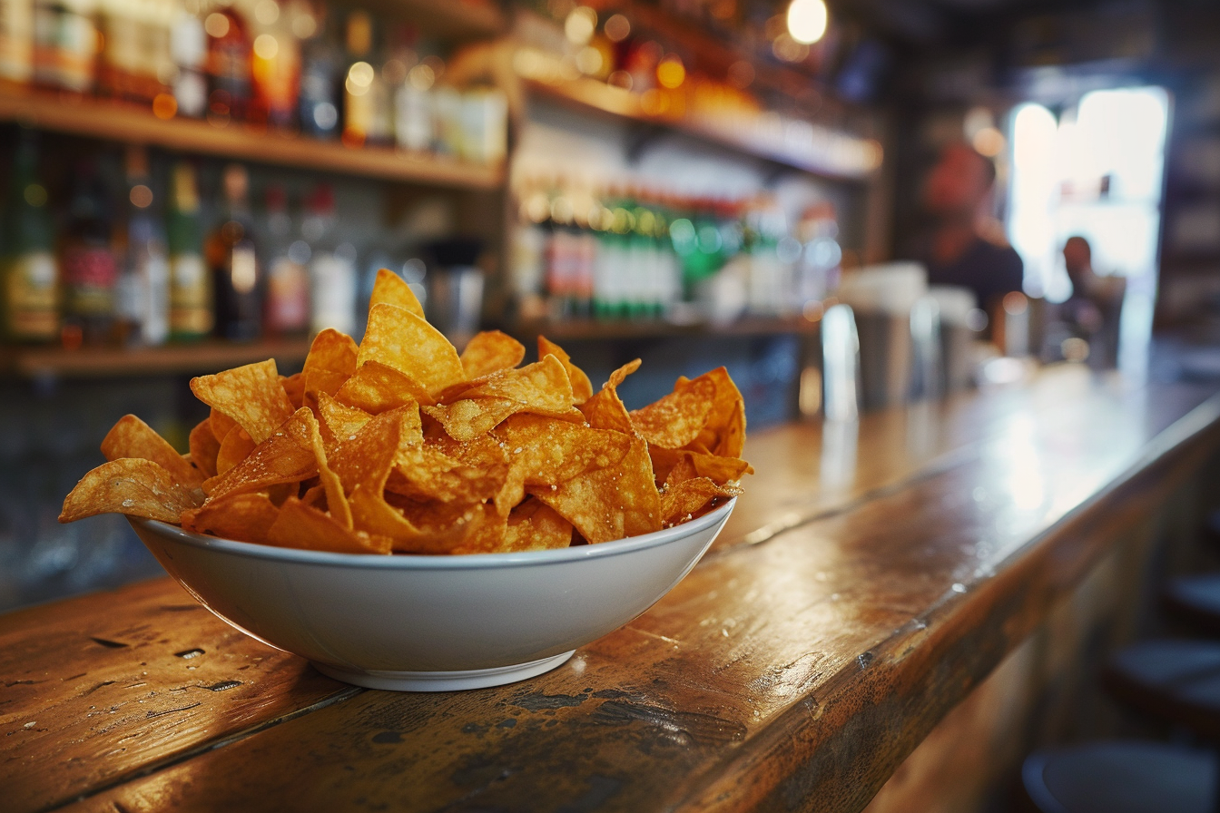 Image gratuite Bol de chips sur comptoir de bar 1