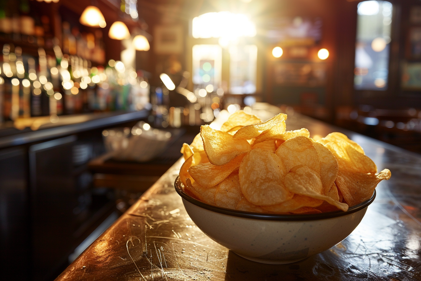Image gratuite Bol de chips sur comptoir de bar 2