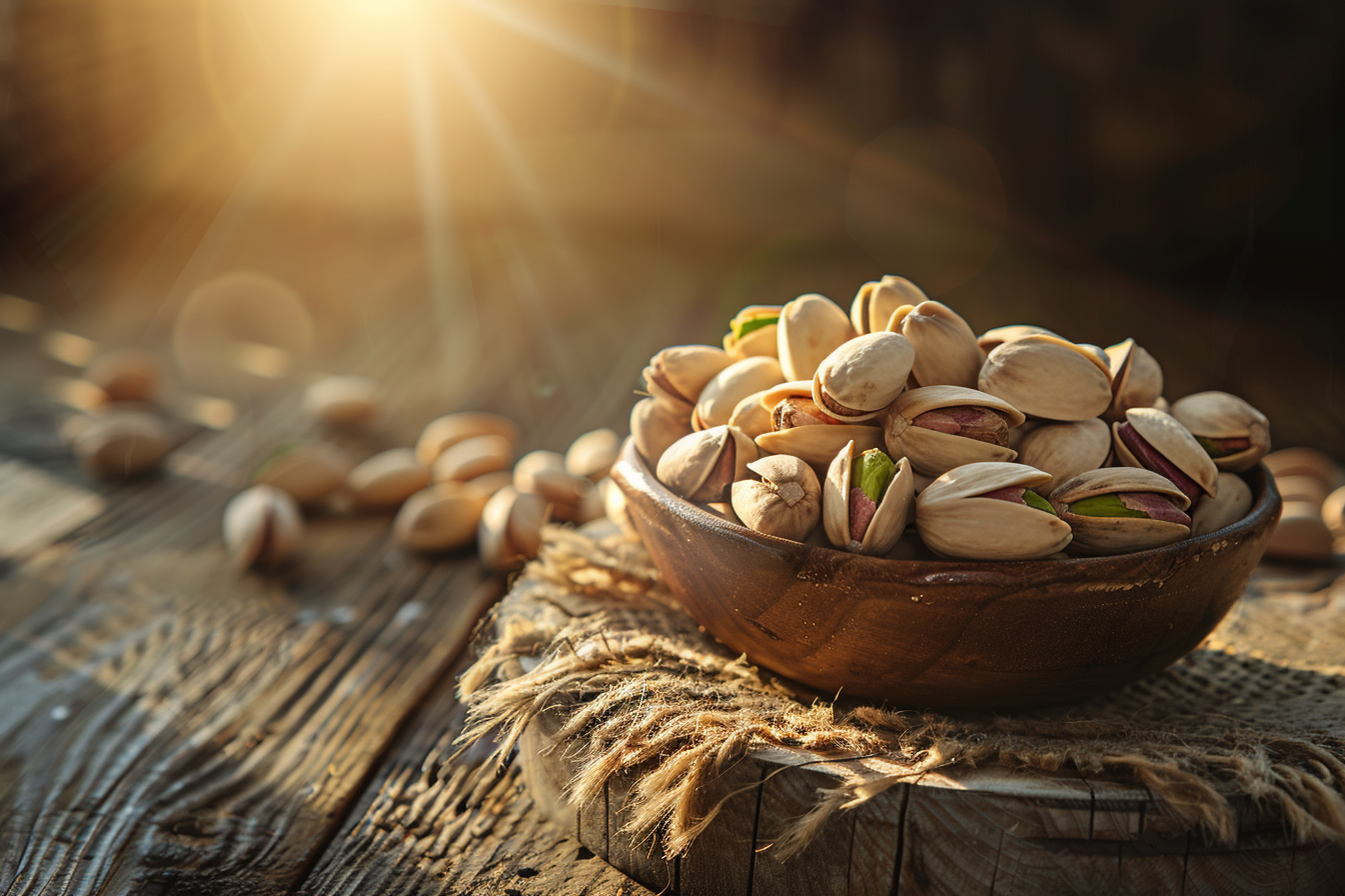 Image gratuite Bol de pistaches sur table en bois 1
