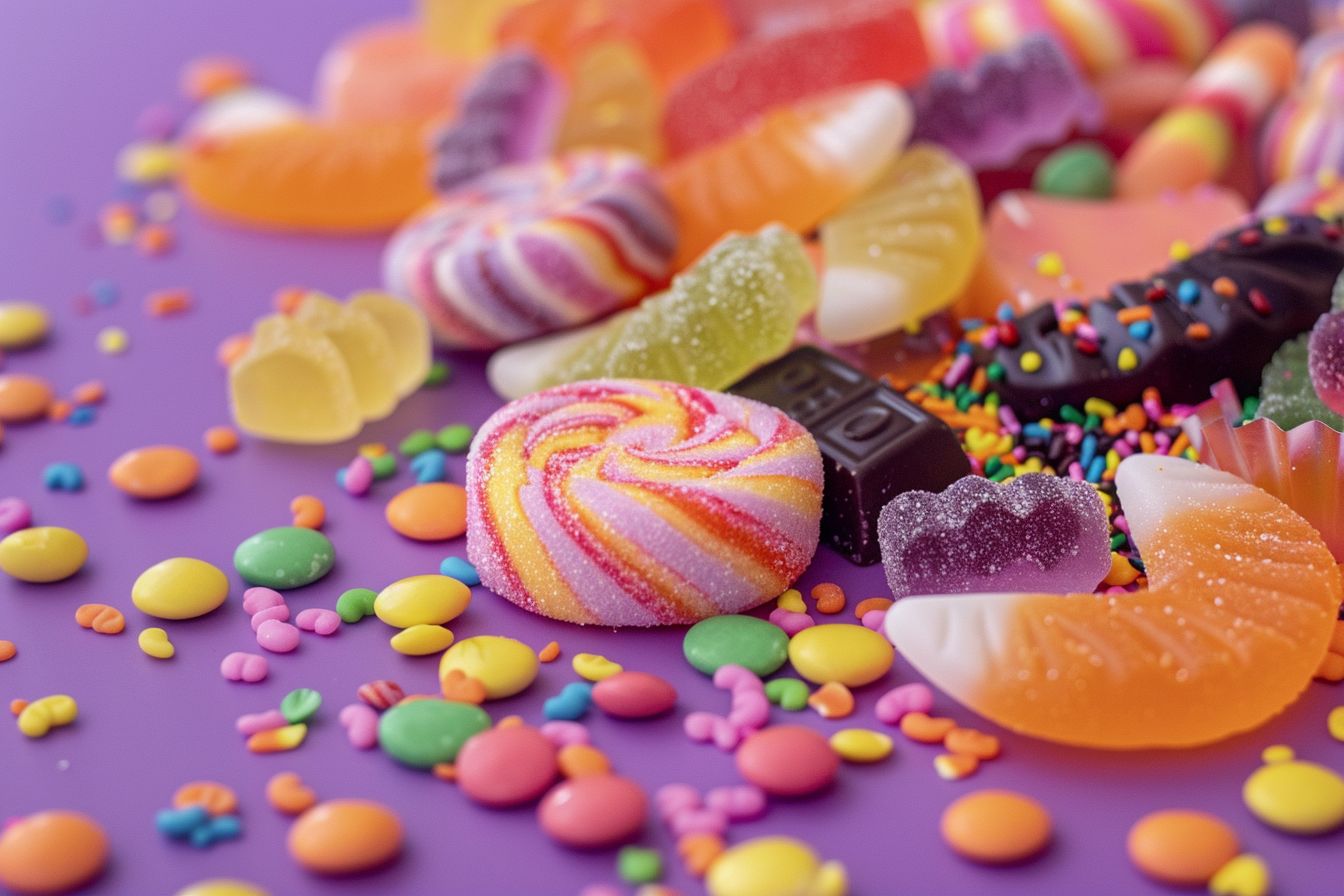 Image gratuite Bonbons colorés d&rsquo;Halloween dont gummies et sucettes 1