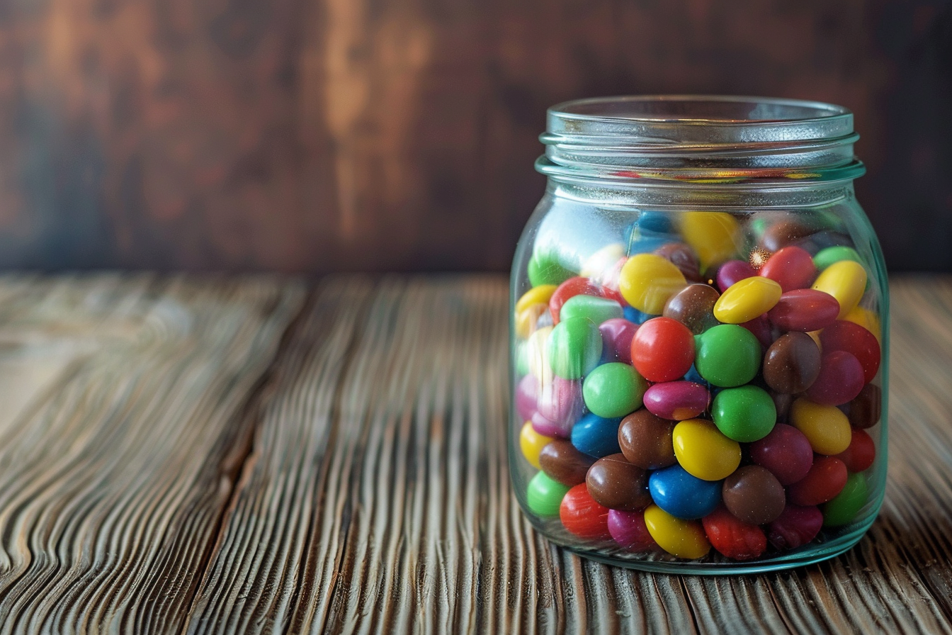 Image gratuite Bonbons colorés dans un bocal en verre 2