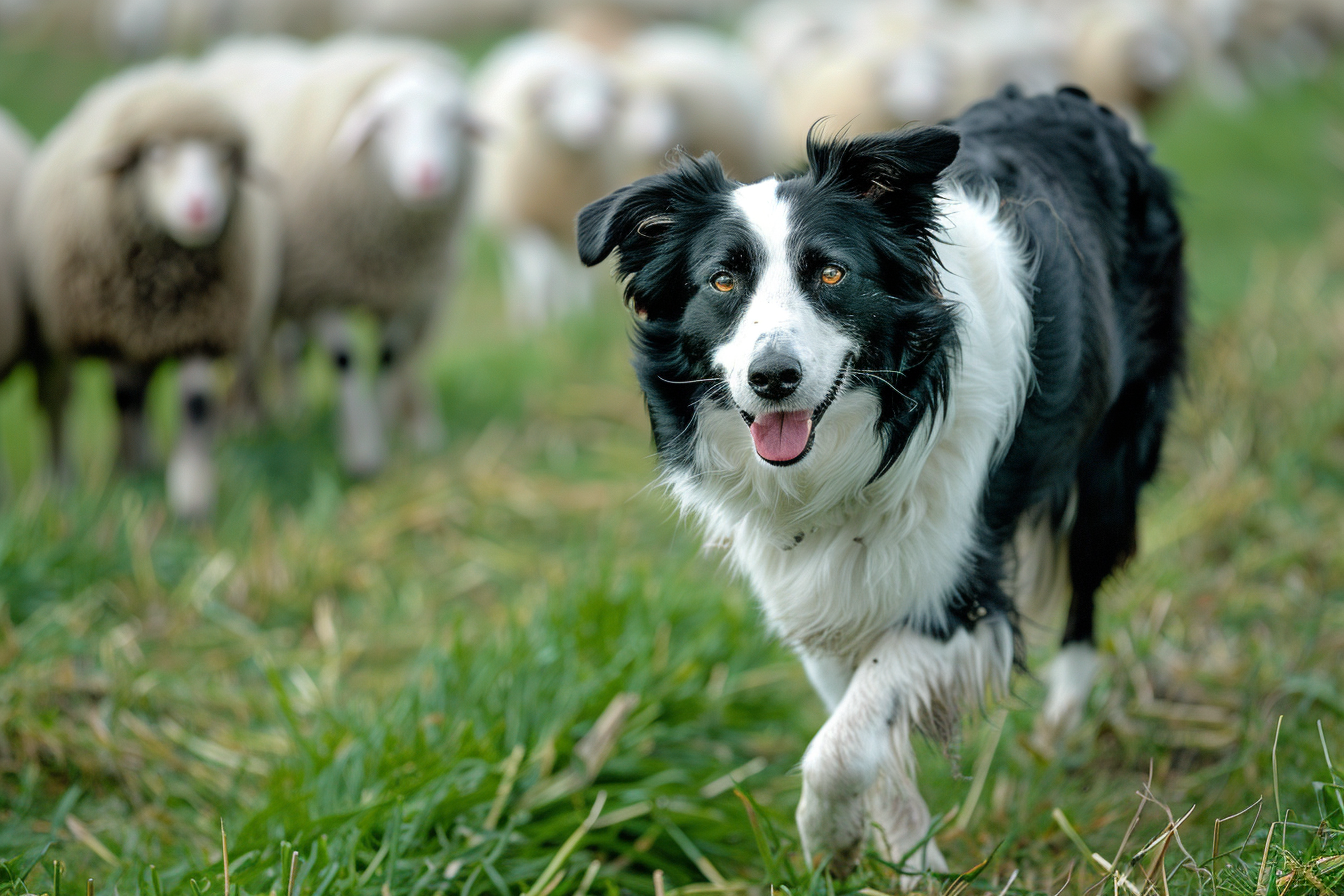 Image gratuite Border collie rassemblant moutons 1