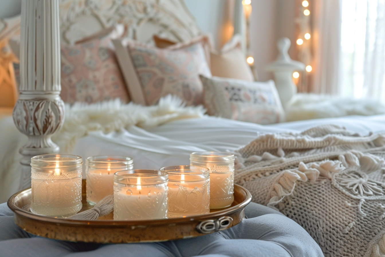 Image gratuite Bougies parfumées sur plateau décoratif 2