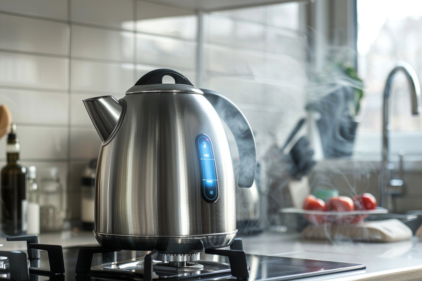 Image gratuite Bouilloire inox avec indicateur LED bleu 1