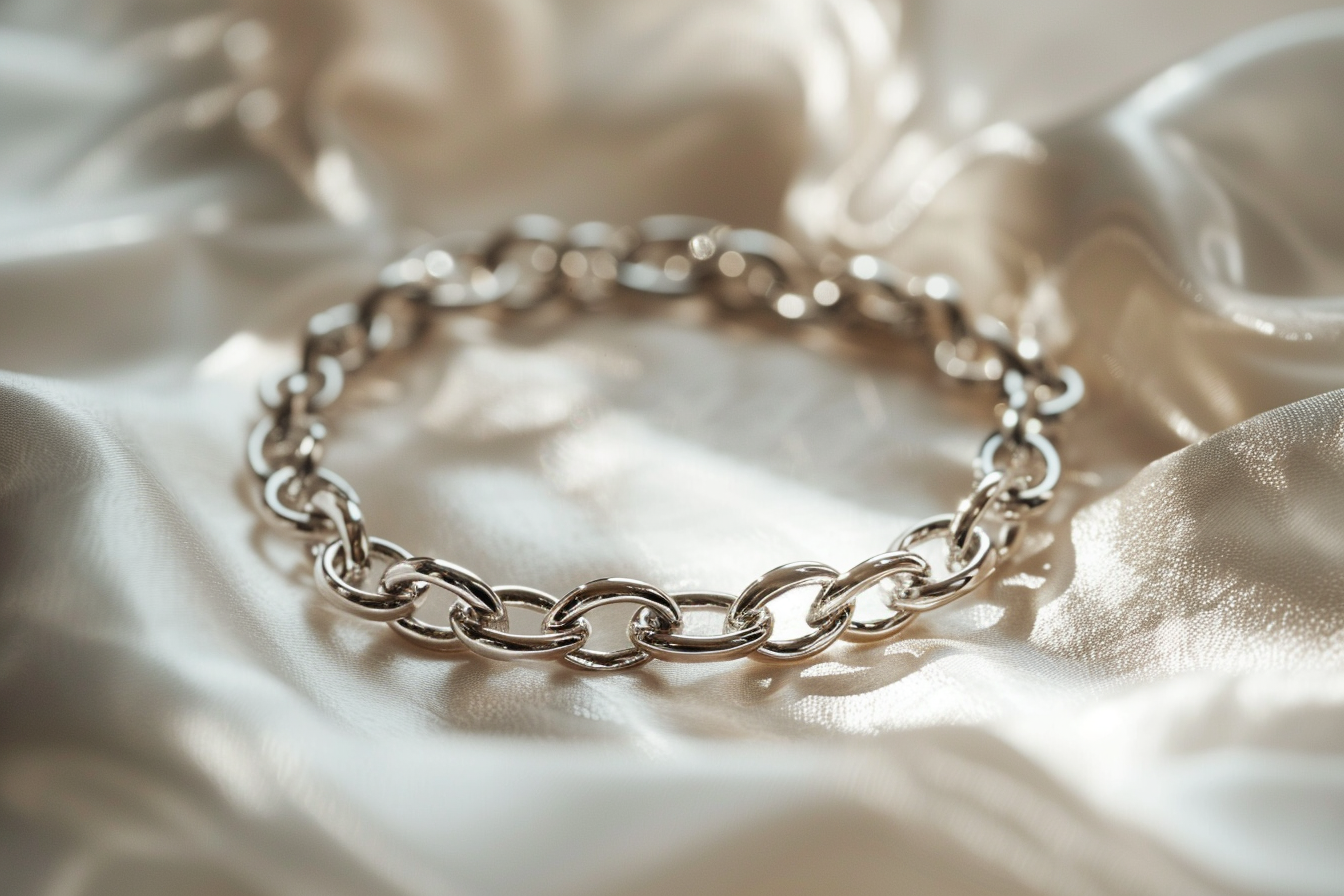 Image gratuite Bracelet en argent sur coussin blanc 2