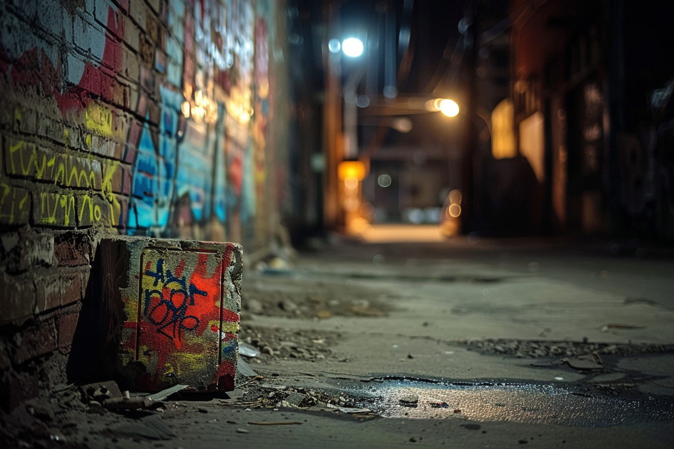 Image gratuite Brique peinte avec graffiti dans ruelle urbaine 1