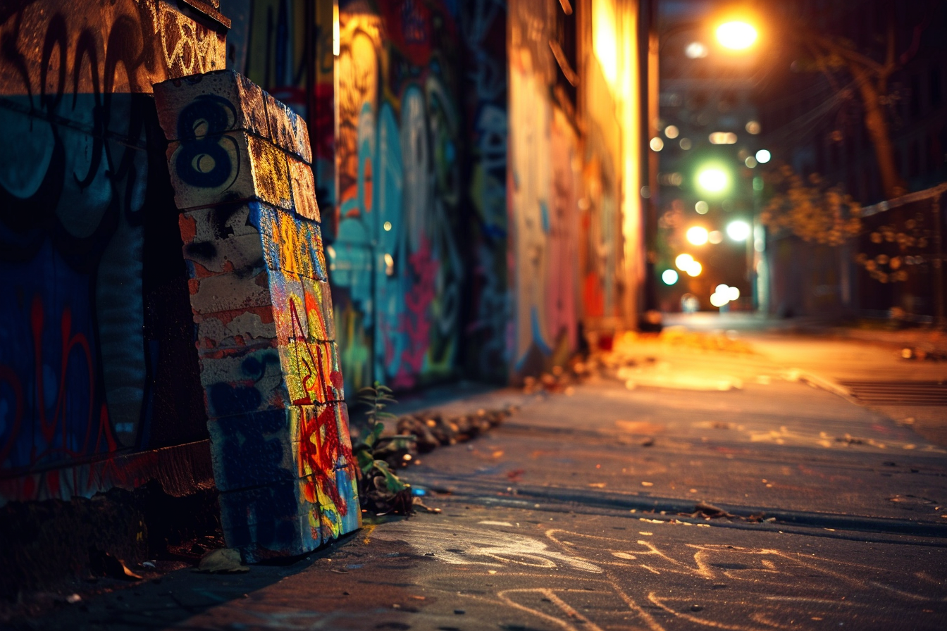 Image gratuite Brique peinte avec graffiti dans ruelle urbaine 2