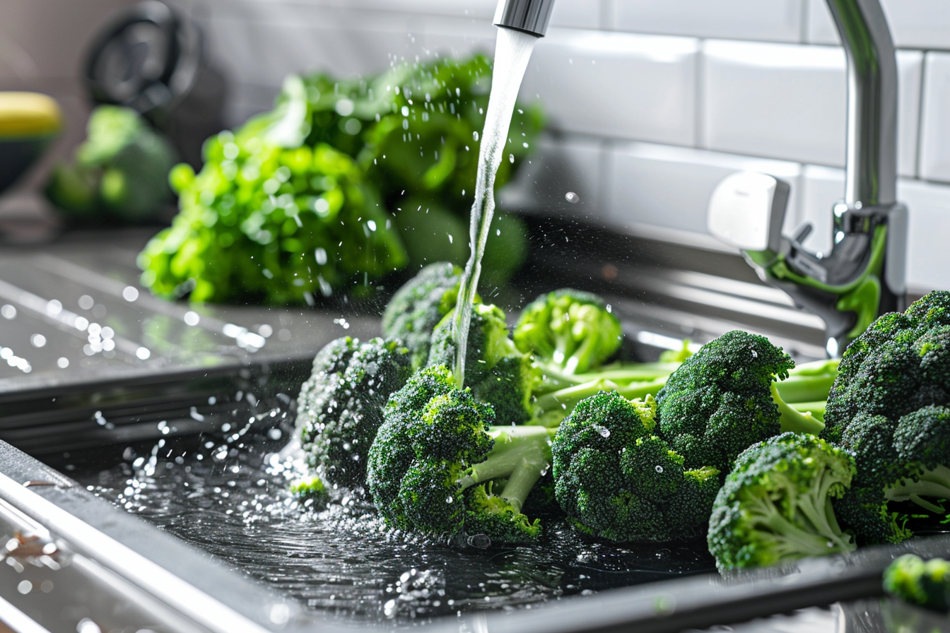 Image gratuite Brocoli lavé sous eau courante 3