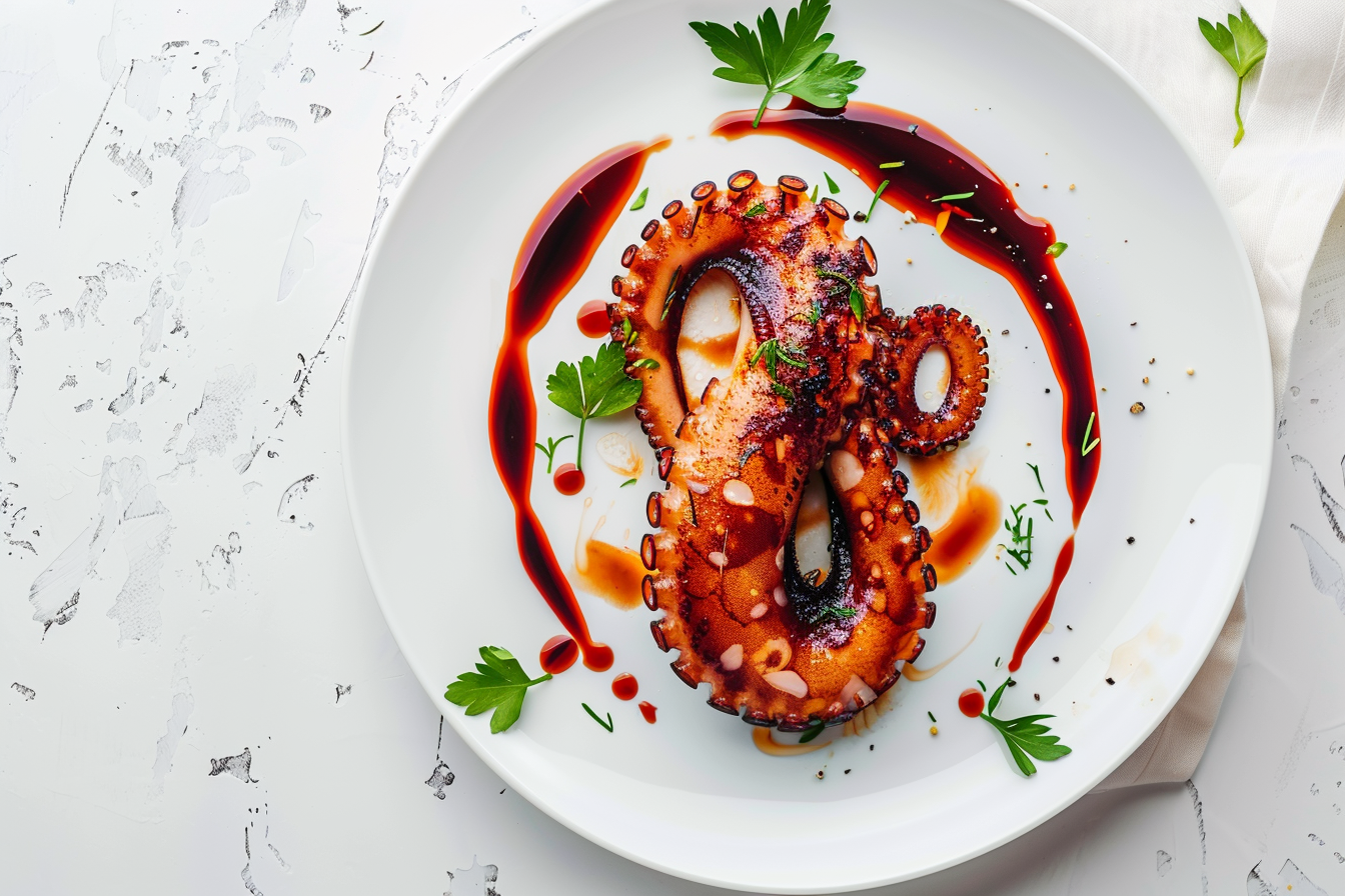 Image gratuite Calamar sur assiette blanche 1