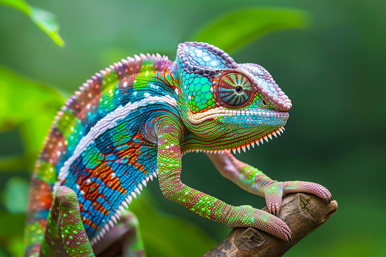 Image gratuite Caméléon sur une branche tropicale 1