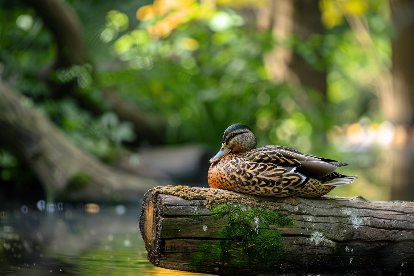 Image gratuite Canard et bûche 1