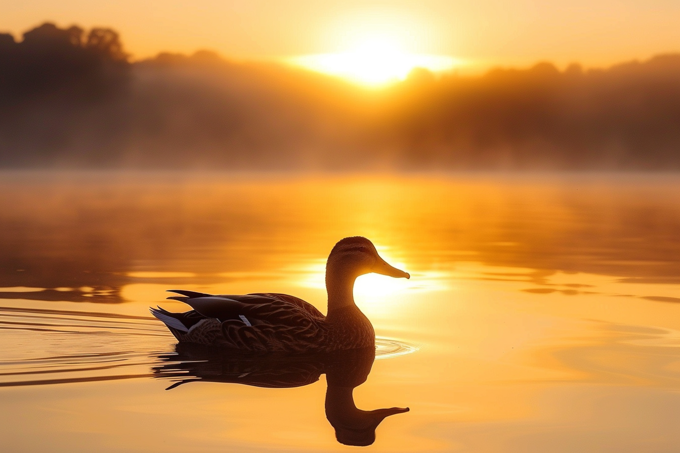 Image gratuite Canard et lever du soleil 3