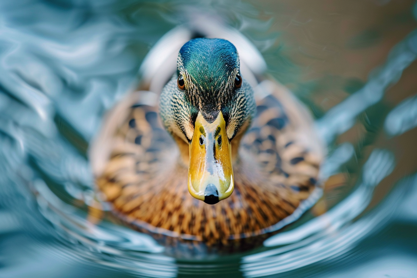 Image gratuite Canard flottant sur étang tranquille 1
