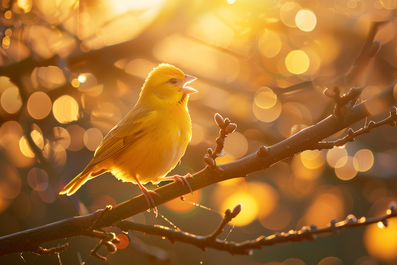 Image gratuite Canari chantant au lever du soleil 1