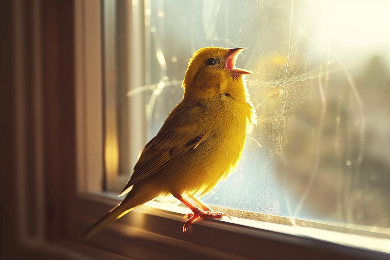 Image gratuite Canari chantant près d&rsquo;une fenêtre 1
