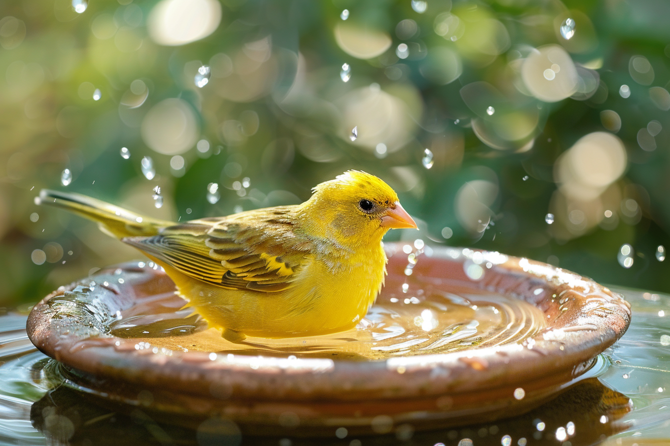 Image gratuite Canari prenant un bain 1