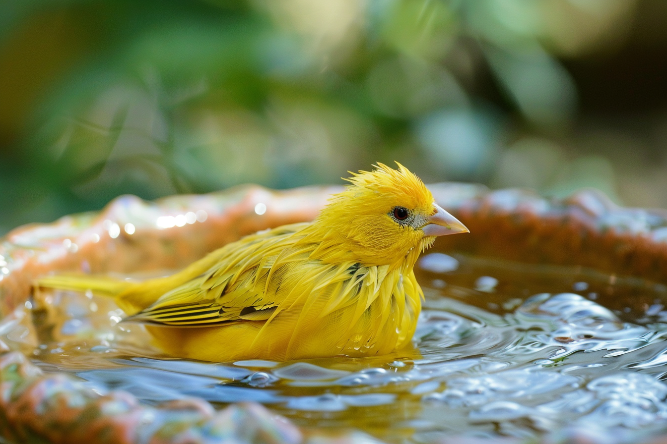 Image gratuite Canari prenant un bain 2