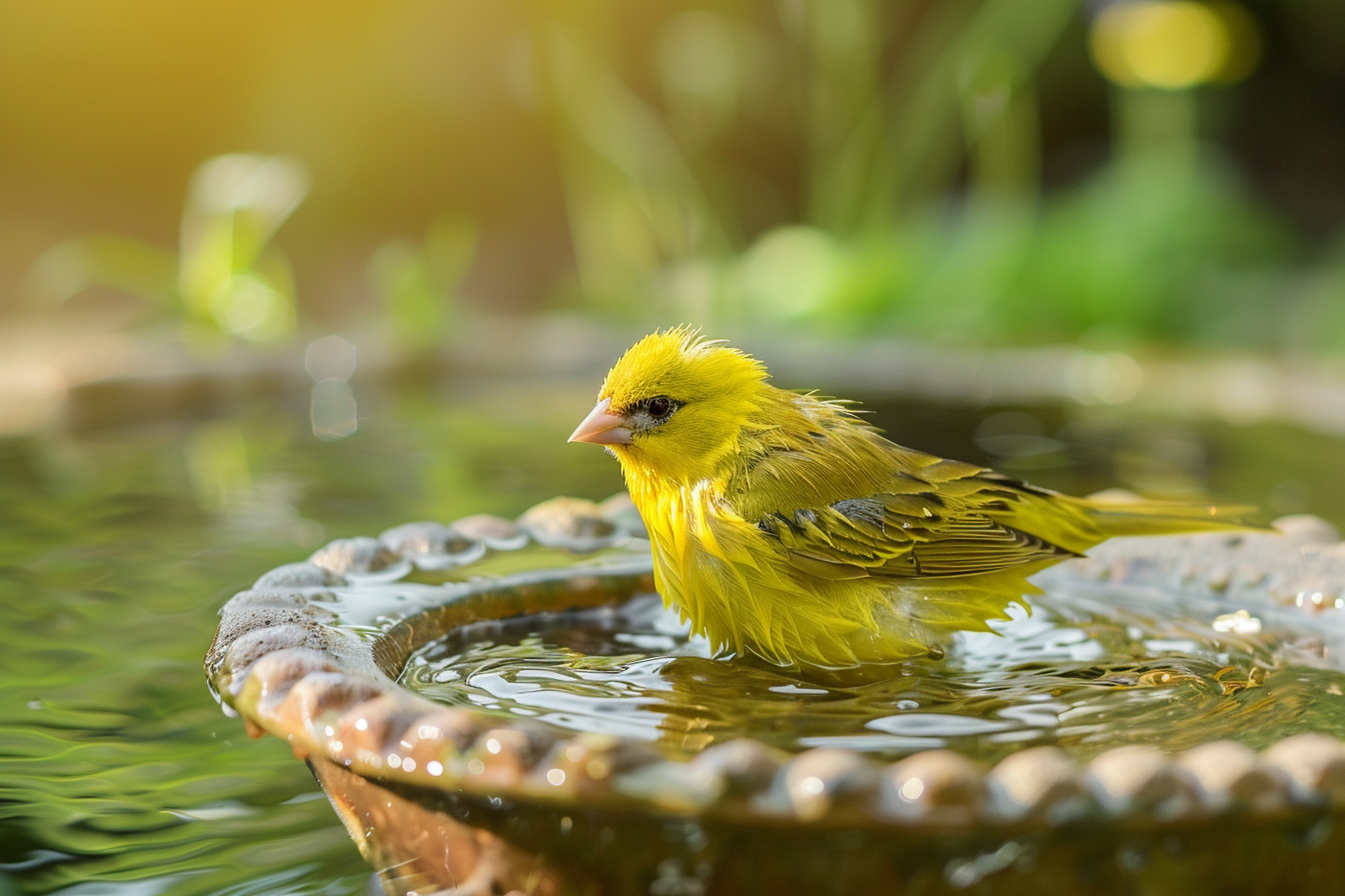 Image gratuite Canari prenant un bain 3