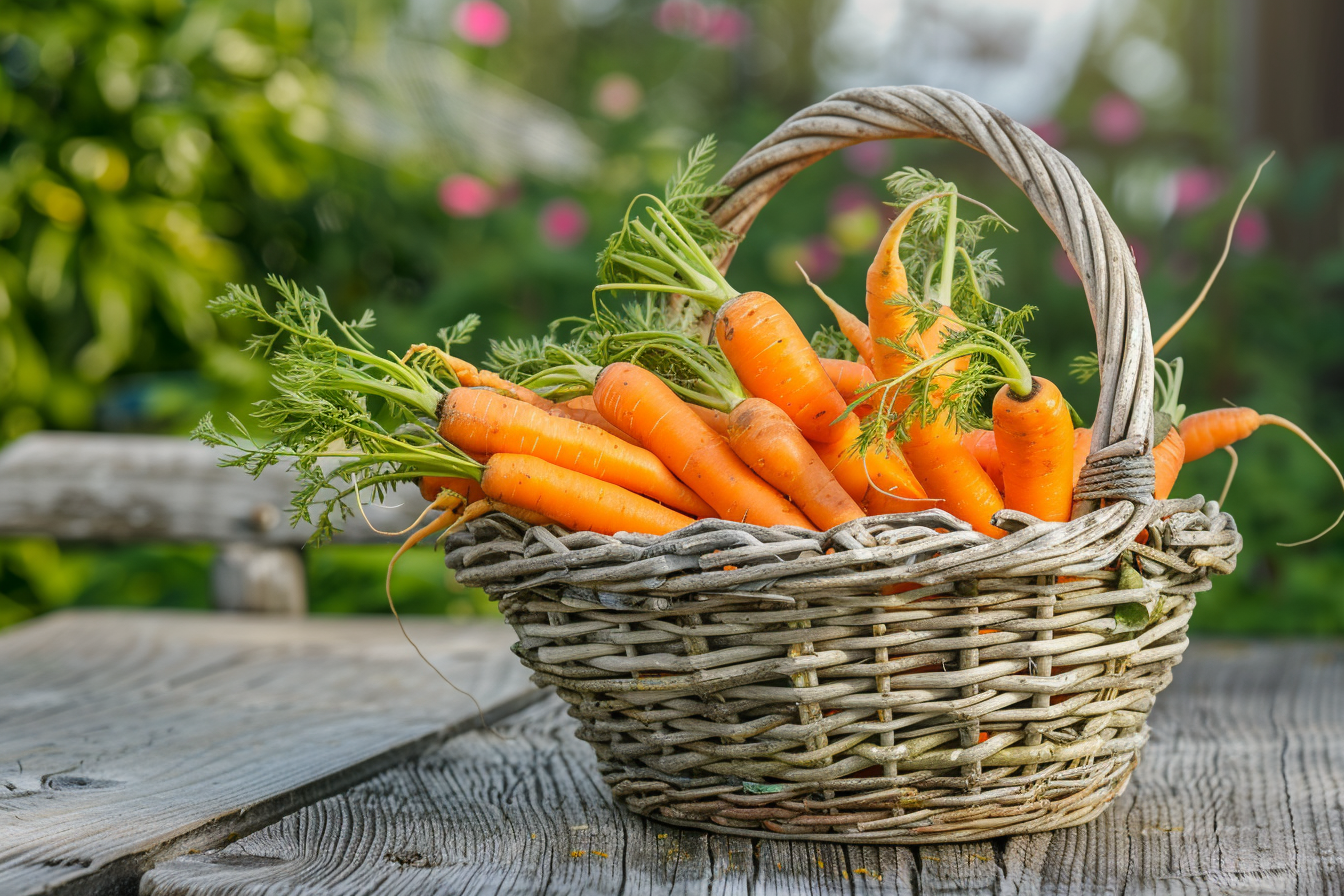 Image gratuite Carottes dans panier rustique 1