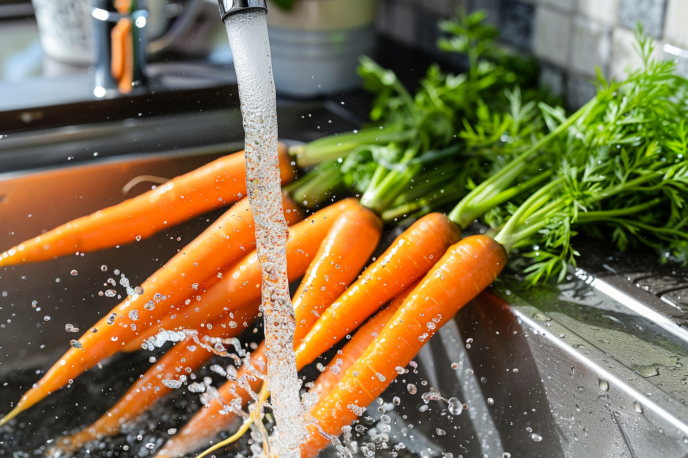 Image gratuite Carottes lavées sous eau courante 2