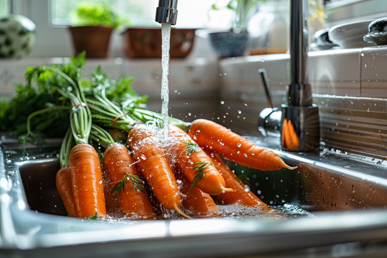 Image gratuite Carottes lavées sous eau courante 6