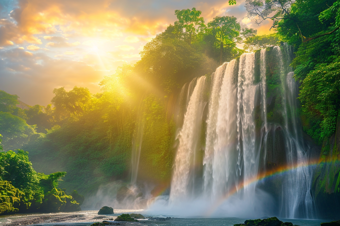 Image gratuite Cascade entourée de verdure 1