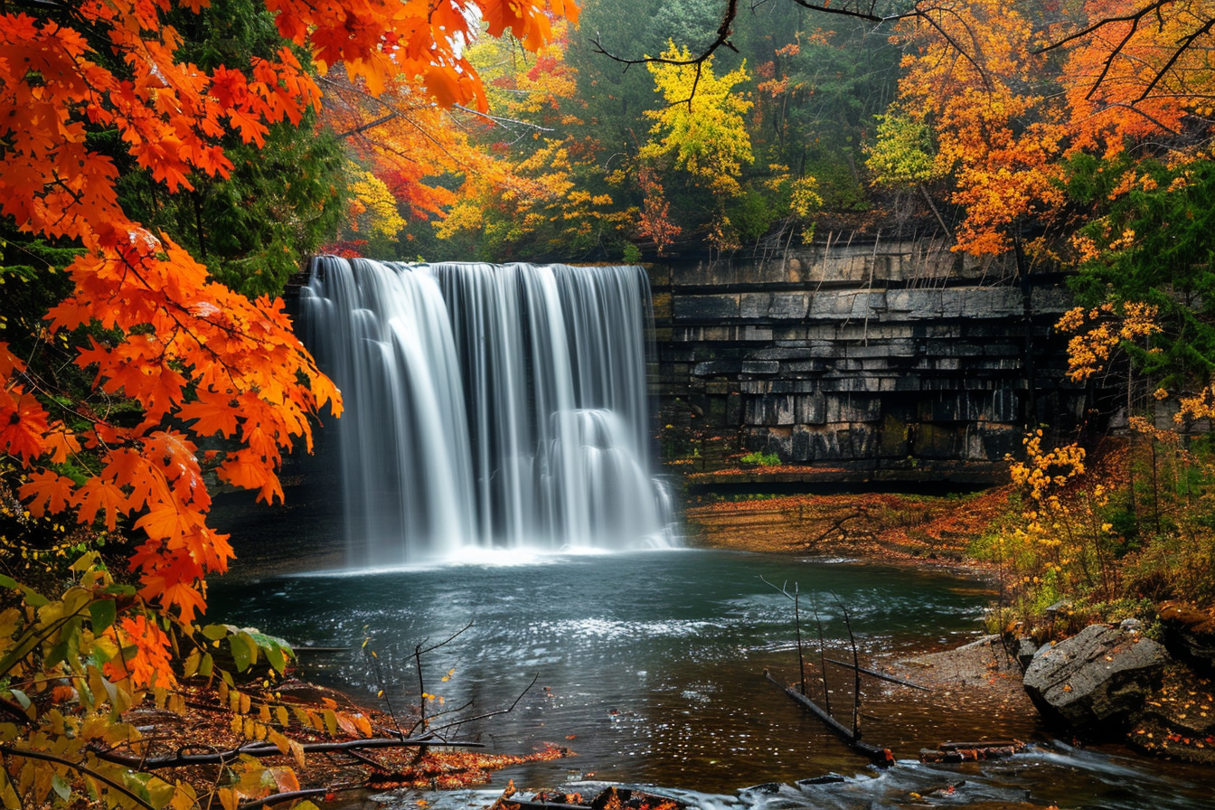 Image gratuite Cascade majestueuse dans les couleurs de l&rsquo;automne 3