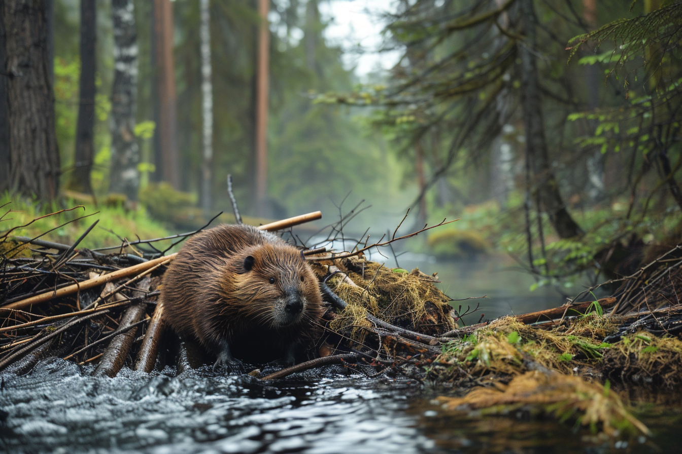 Image gratuite Castor construisant un barrage 1