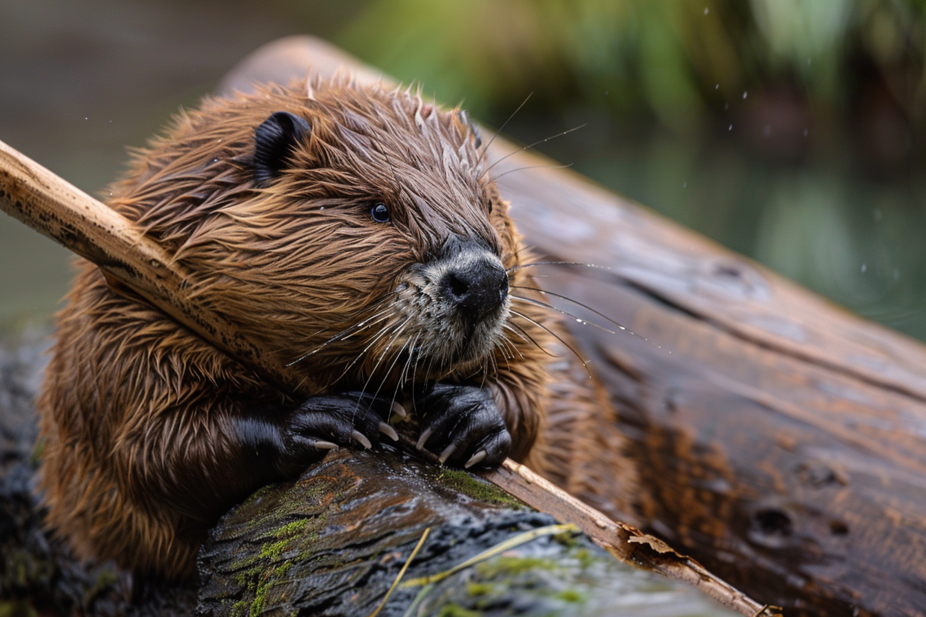 Image gratuite Castor rongeant une bûche 1