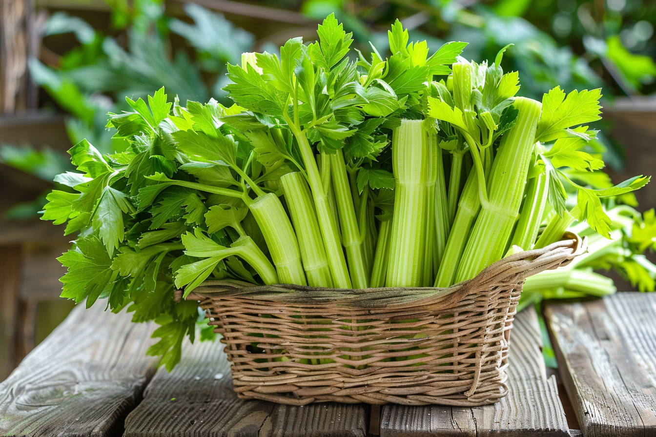 Image gratuite Céleri dans panier rustique 1